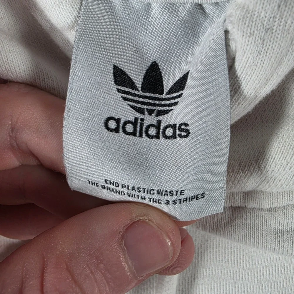 Adidas Hoodie Mens Large‎ White Originals Trefoil Embroidered Fleece Pullover